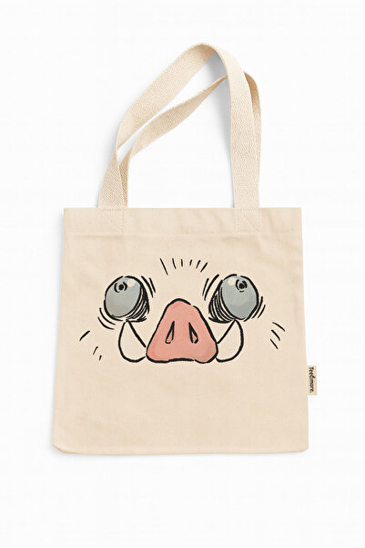 Tee&more. Kimetsu No Yaiba Inosuke B Printed Canvas Tote Bag with Gusseted Velcro and Inner Pocket