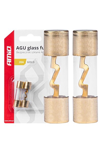 AMIO Set 2 sigurante din sticla tip AGU, contacte aurite, 20 A