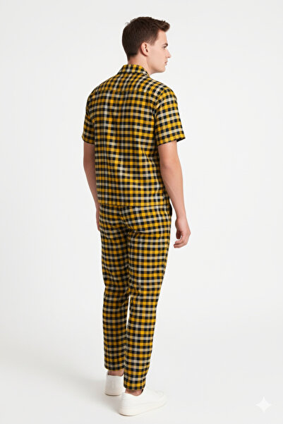 STITCH by MH Men's Gingham Check Shirt and Long Co-ord Set