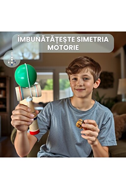 Juls Kendama Maple Wood Pro, 19 cm, Large, Traditional Japanese Balance Game, Finish, Mint Green