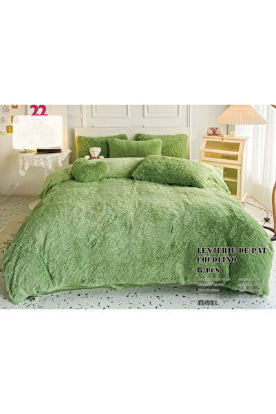 FIONNA.RO Lenjerie De Pat Pufoasa FLUFFY - Verde