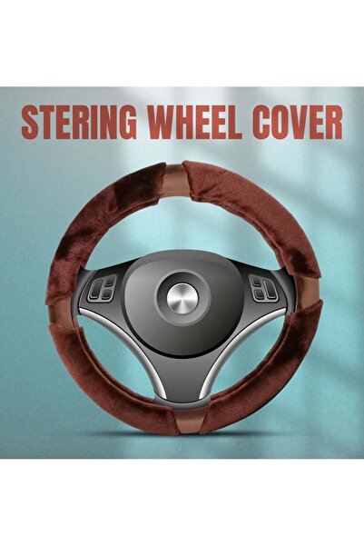AGC Fluffy Steering Wheel Cover Smooth Fur Premium Car Steering Cover Size Medium 38cm Brown