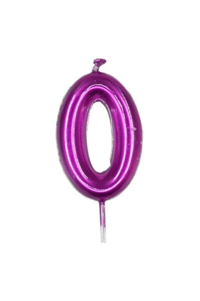 Mirific Party Violet cake candle, 6 cm, digit 0