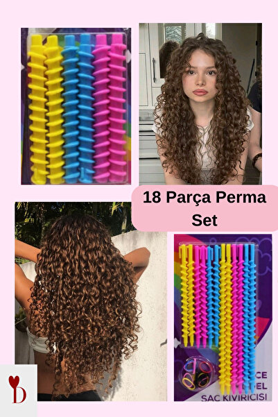 DAMİ 18 Piece Heatless Spiral Hair Curler Set |   3 Sizes (S, M, L) Perm Rods