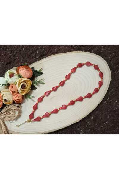 golden takış Red Water Drop Bohemian Necklace