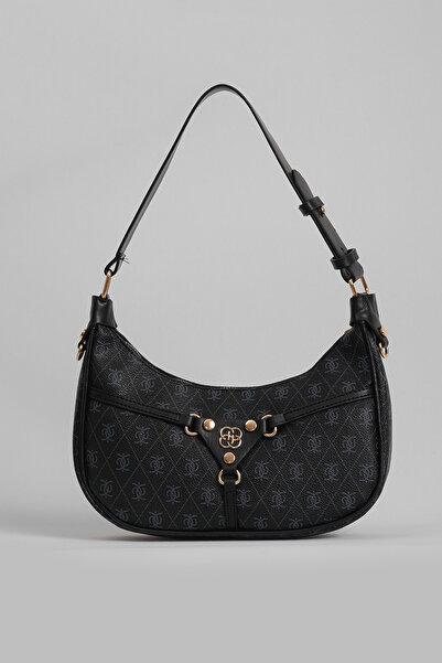 CANTACOMBINE Дамска чанта с мотиви, черна