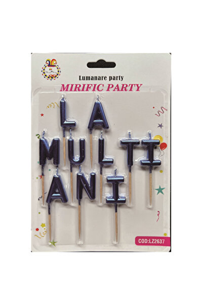 Mirific Party Set of 10 blue cake candles, 3 cm, "Happy Birthday"