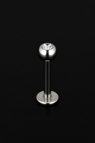 ömay takı Tek Taş Kristal 316l Cerrahi Çelik Labret Piercing