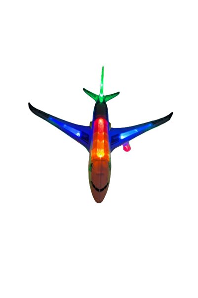 7LIFE Airbus A380 Toy Plane with Lights and Music, White and Blue, 44 cm