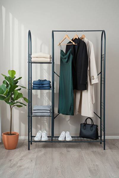 Vovikon Açık Portmanto 5 Raflı Ayakkabılıklı Elbise Askısı