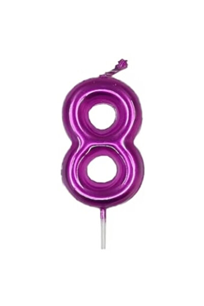 Mirific Party Purple cake candle, 6 cm, number 8