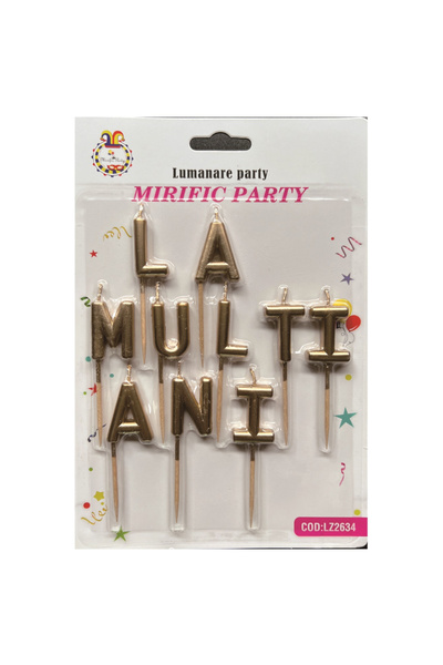 Mirific Party Set of 10 gold cake candles, 3 cm, 'Happy Birthday'