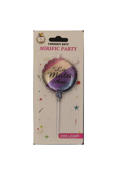Mirific Party Multicolor cake candle, 13 cm, oval, "Happy Birthday"