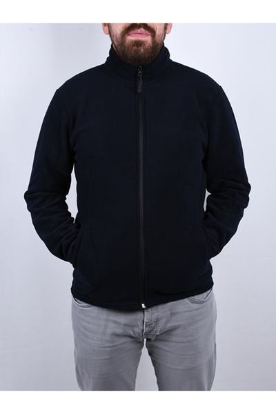 By Okat Long Sleeve Work Fleece with Pockets Navy Blue - Warm and Durable Workwear