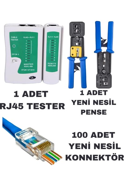 arestech RJ45 Cat6 Ez Plug Yeni Nesil Makaslı Pense+HadronTester+100 Adet Yen...