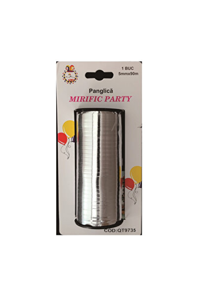 Mirific Party Panglică cadou argintie, 90 m x 5 mm