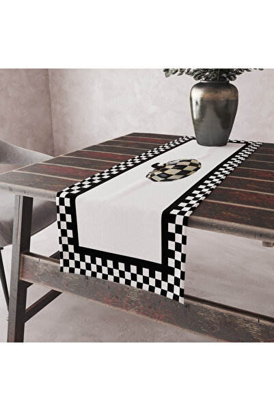 Alkan Homes Ekose Desenli Leke Tutmaz Kumaş Kenarları Dikişli Dekoratif Masa ...