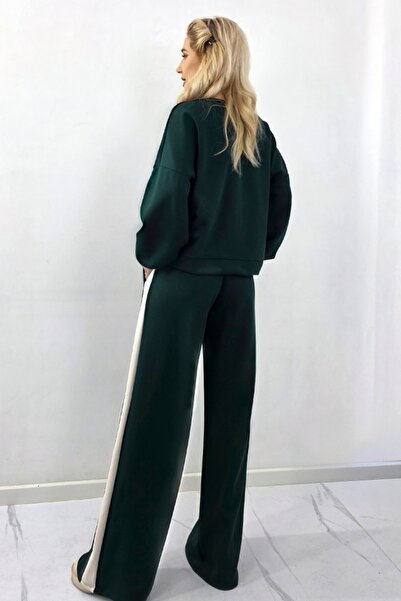 FashionForYou KEORA casual floral set, blouse and oversized pants, Emerald Green, Size S/M/L