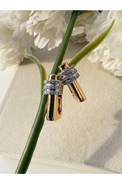 Gais Gold Zirkon Taşlı Oval Küpe