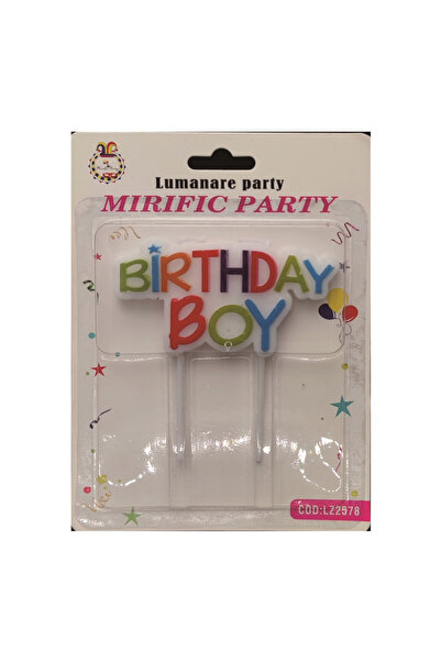 Mirific Party Multicolor cake candle, 10 cm, "birthday boy"