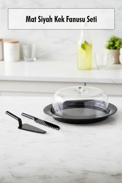 Mustran Acrylic Matte Black Cake Pan and Serving Set - 33 X 39 X 14 cm