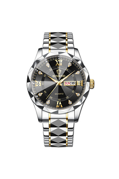 BINBOND Ceas de mână bărbătesc elegant cuarț, casual, la modă, afaceri, argintiu