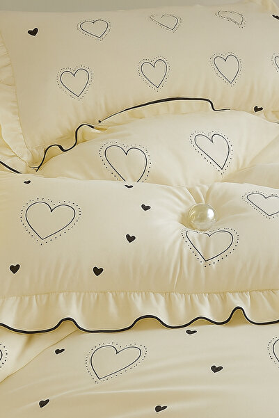 Larispera Ranforce 100% Cotton Double Ruffled Bedding Set Ruffled, Breathable, Soft