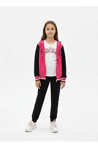 KidsMagazin Smile black and fuchsia tracksuit