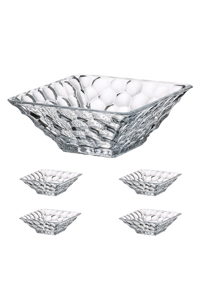Bohemia Cristal Crystal Bohemia Marble 5-piece set: 1x26 cm bowl + 4x17.5 cm bowls, transparent crystal