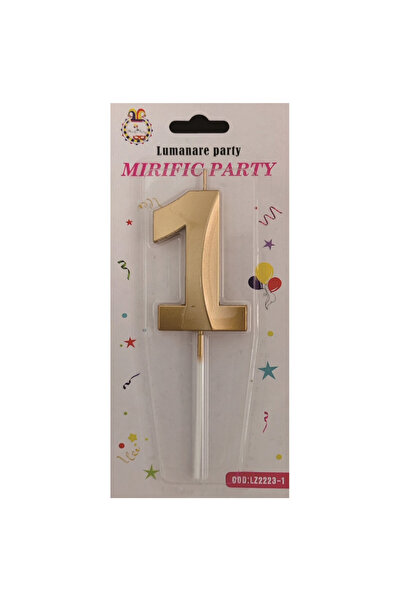 Mirific Party Cake candle, metallic gold color, 7 cm, number 1