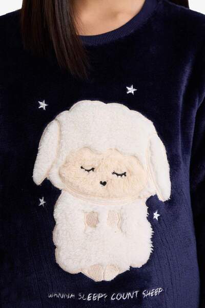 DeFacto Дівчачий піжамний комплект з довгими рукавами та еластичним поясом D1083A824WN