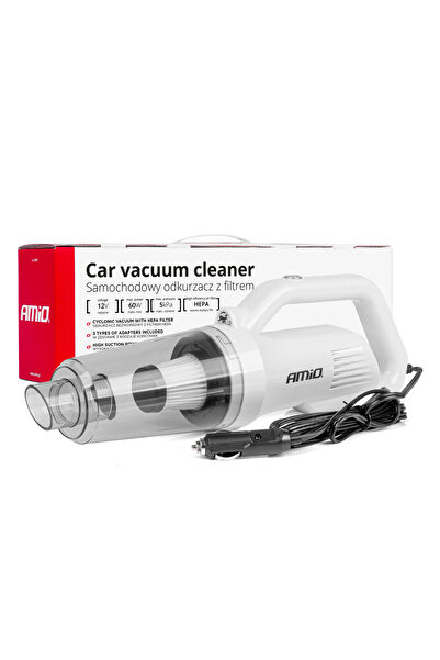 AMIO PREMIUM Car Vacuum Cleaner, bagless, with HEPA filter, 12V power supply, 60W power, vacuum 5kPa
