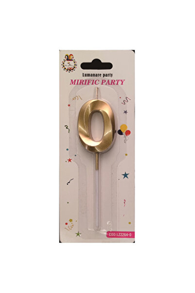 Mirific Party Cake candle, metallic gold, 5 cm, number 0