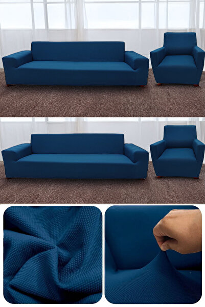 Hacer Balpeteği 3+3+1+1 Koyu-gri Lastikli Kanepe Örtüsü | Koltuk Örtüsü | Çek...