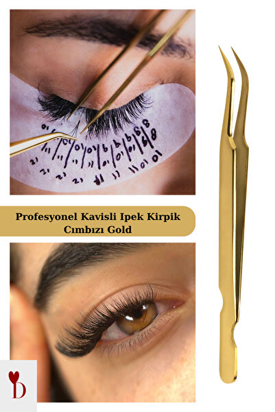 Dami Beauty Profesyonel Kavisli Ipek Kirpik Cımbızı Gold