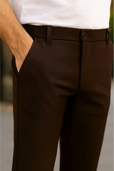 Lady Moss Men's Straight Cut Ankle Length Fabric Trousers