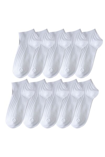 OEM Set of 5 Short Combed Cotton Socks, Unisex, Size 39-44, White