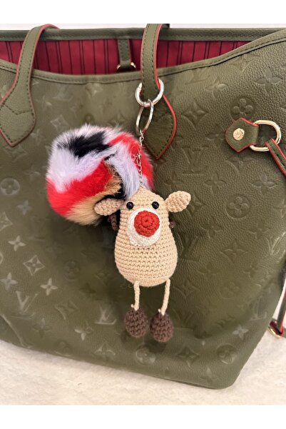 Thezuffy سلسلة مفاتيح محبوكة يدويًا من رينج يكي - 100% قطن، إكسسوار لطيف بطاب...