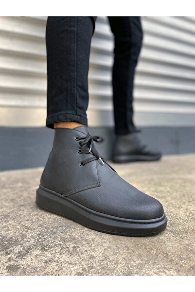 Run&Chic Jy207 Oslo Lace-Up Orthopedic Sole Skin Men's Sports Boots Cst Black