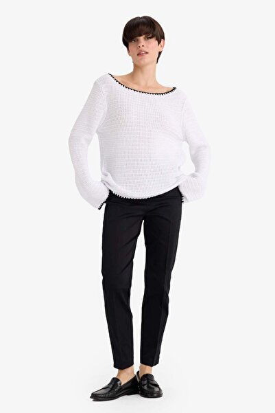 DeFacto Regular Fit Boat Neck Lace-Like Knit Knitwear Sweater G3316Ax25Au