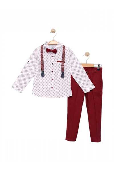 KATIA Baby Boy Pants Suspender Shirt Bow Tie Set |   Stylish Wedding and Special Occasion Combination