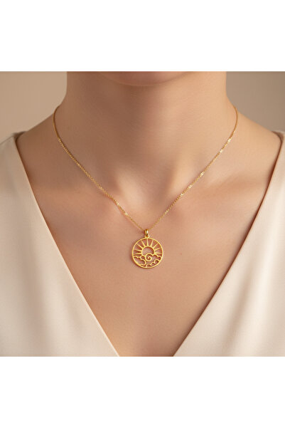 TabiTela 14 ayar altın kolye ucu güneş GM378 0.5 gr