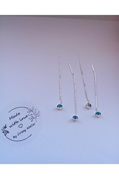 OEM Cercei din argint cu lanț și cristal Swarovski Aurora Borealis