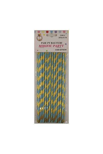 Mirific Party Set of 25 straws, blue and gold, 20 cm
