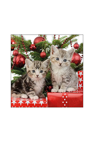 Ambiente Șervețele de masă 33x33 cm Pisicuță de Crăciun FSC Mix