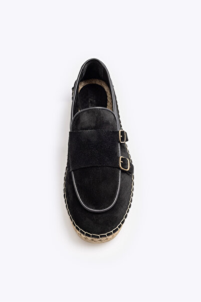 GIESTO Black Shoes with Suede Buckle