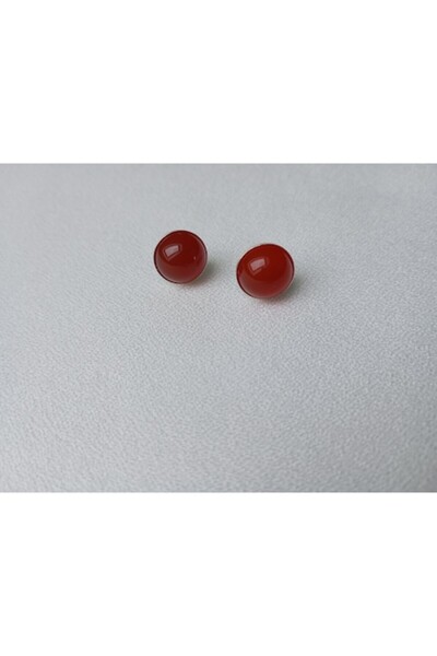 OEM 925 Silver Earrings with 10 mm Carnelian Stone, silicone stopper closure