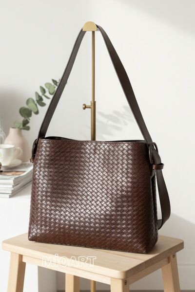 MioArt Women's Knitted Detail Soft Leather Casual Shoulder Bag