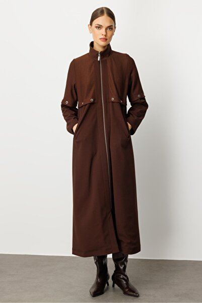 Micca OTTO VE KREP DOKU MİX ASTARLI ALLER GARNİ AKS DETAYLI MEVSİMLİK ZAMANSIZ TRENCH/KAP-Kahve