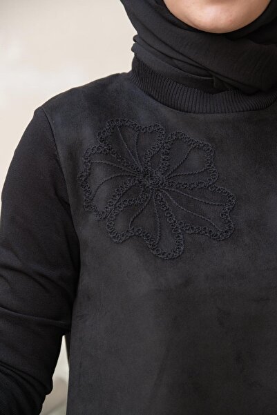Nuss Floral Embroidered Sleeves Knitwear Nubuck Tunic